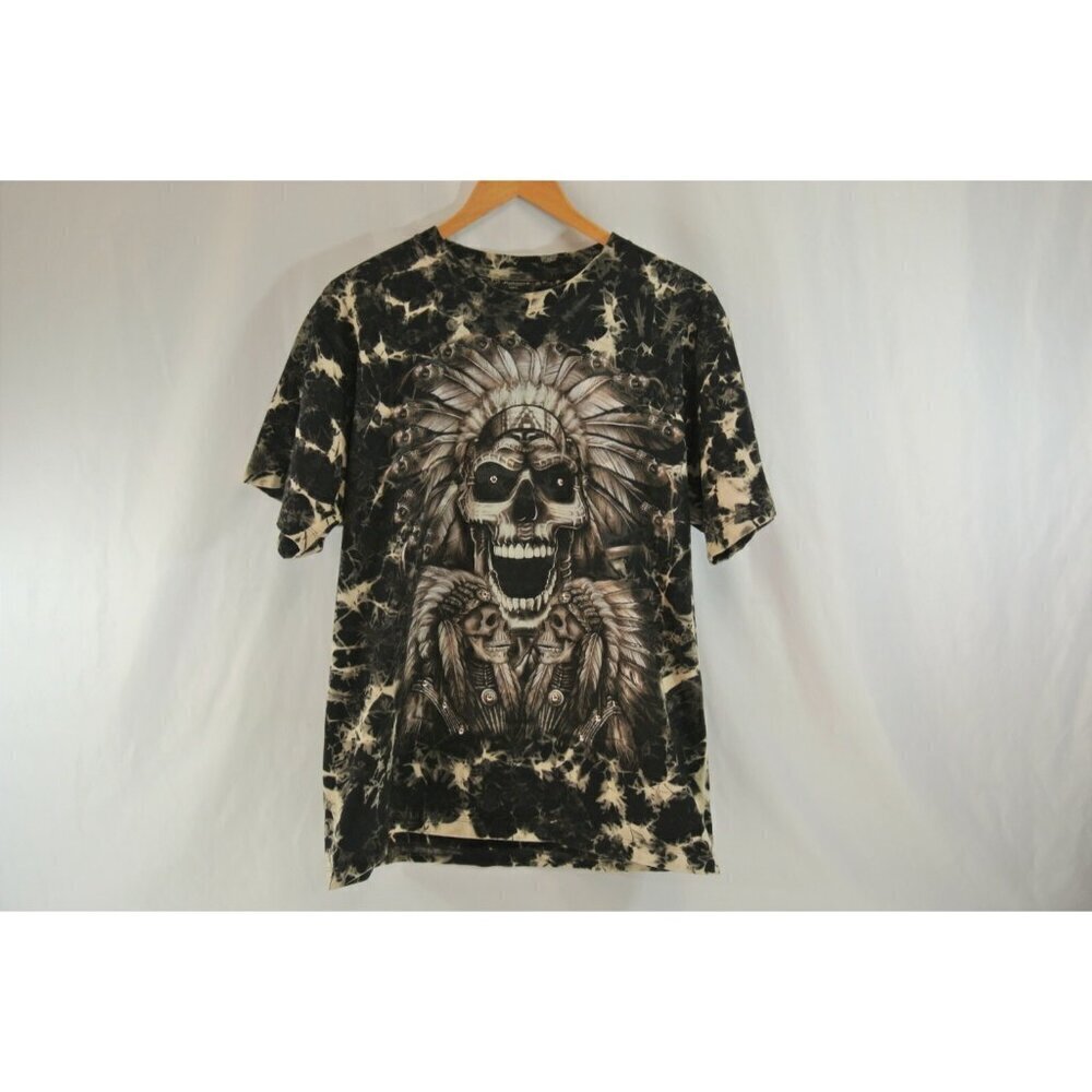 Survivors Skull in Headdress Graphic Tee Men's T-Shirt Mens L 100% Cotton Vtg